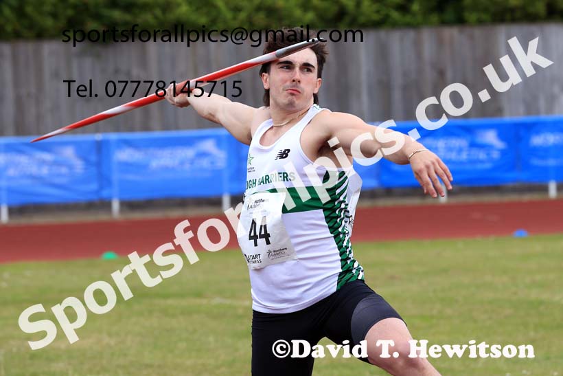 Senior Mens javelin 2024 Northern Senior and Under-20s Track and Field Champs, Middlesbrough.  Photo: David T. Hewitson/Sports for All Pics